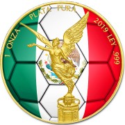 Mexico SOCCER FUTBOL LIBERTAD 1 Onza Silver coin 2019 Gold plated 1 oz